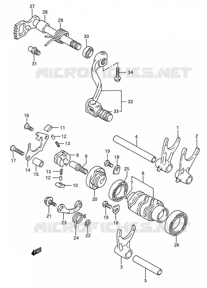ENSEMBLE SELECTEUR DE VITESSES Suzuki MOTO 250 RMX 1994  RMX250 R (E03,E28,E33)