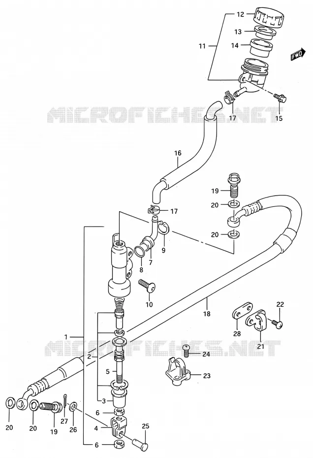 MAITRE CYLINDRE ARRIERE (MODELE M/N/P/R) Suzuki MOTO 250 RMX 1994  RMX250 R (E03,E28,E33)