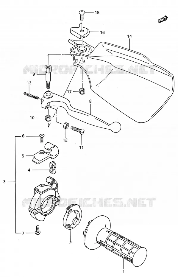 PROTEGE MAIN DROIT (MODELE N/P/R) Suzuki MOTO 250 RMX 1994  RMX250 R (E03,E28,E33)