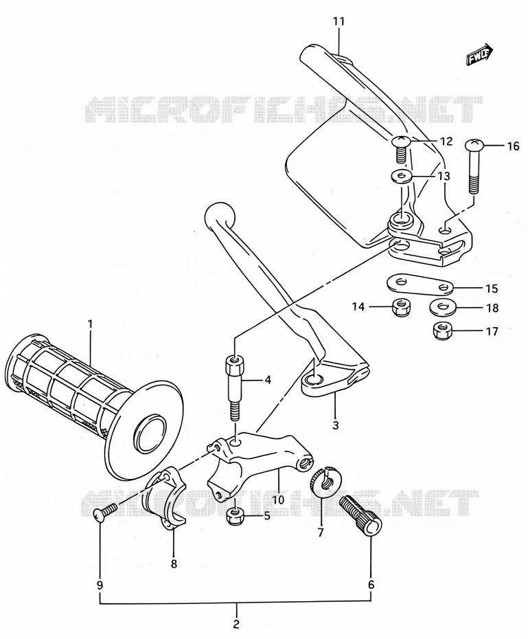 PROTEGE MAIN GAUCHE (MODELE N/P/R) Suzuki MOTO 250 RMX 1994  RMX250 R (E03,E28,E33)