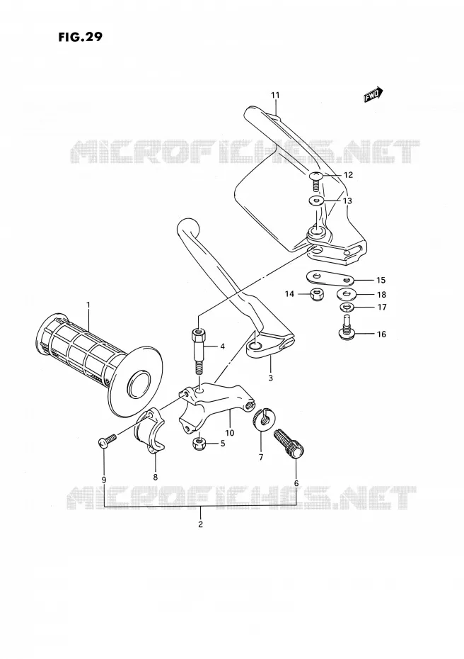 PROTEGE MAIN GAUCHE (MODELE K/L/M) Suzuki MOTO 250 RMX 1989  RMX250K(E03)