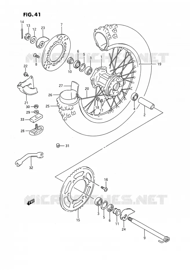 ROUE ARRIERE (MODELE K/L/M) Suzuki MOTO 250 RMX 1989  RMX250K(E03)