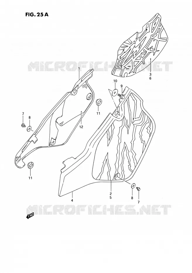 CARENAGES ARRIERE  (MODELE N/P/R/S/T) Suzuki MOTO 250 RMX 1992  RMX250 N (E03)
