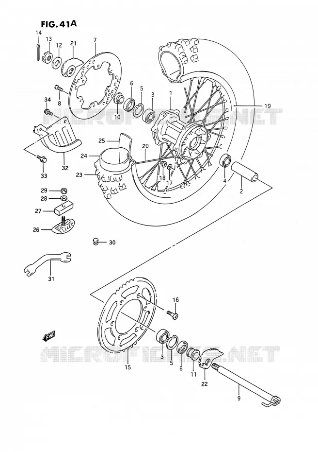 ROUE ARRIERE (MODELE N/P/R/S/T) Suzuki MOTO 250 RMX 1993  RMX250 P (E03)
