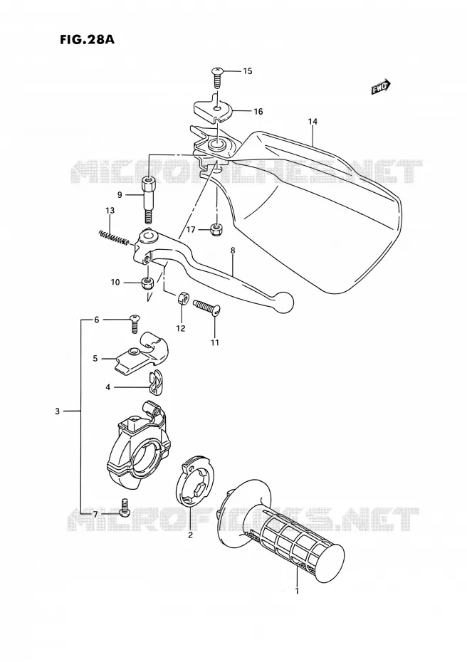 PROTEGE MAIN DROIT (MODELE N/P/R/S/T) Suzuki MOTO 250 RMX 1994  RMX250 R (E03)