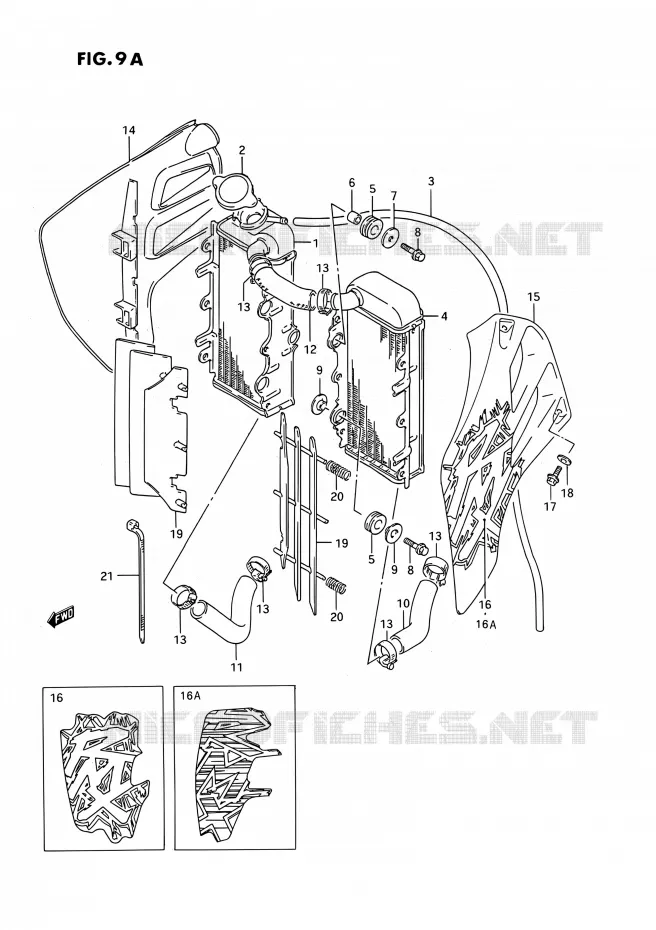 RADIATEUR (MODELE R/S/T) Suzuki MOTO 250 RMX 1994  RMX250 R (E03)