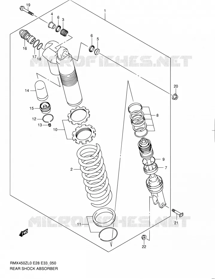 AMORTISSEUR ARRIERE Suzuki MOTO 450 RMX 2011  RMX450Z L0 (E03,E28,E33)