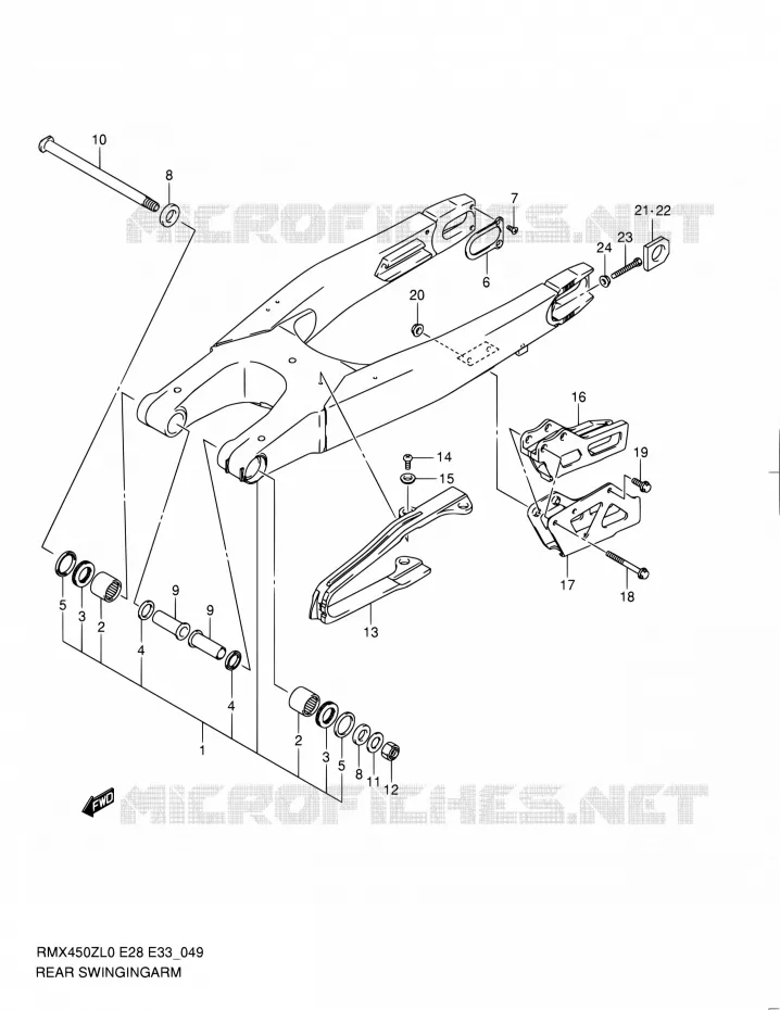 BRAS OSCILLANT ARRIERE Suzuki MOTO 450 RMX 2010  RMX450Z L0 (E03,E28,E33)