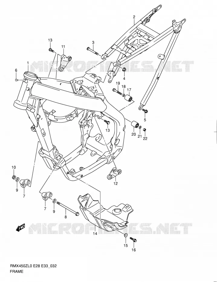 CADRE Suzuki MOTO 450 RMX 2011  RMX450Z L0 (E03,E28,E33)