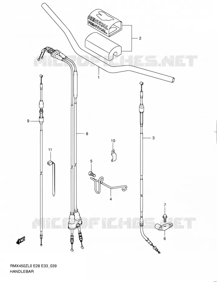 GUIDON Suzuki MOTO 450 RMX 2011  RMX450Z L0 (E03,E28,E33)