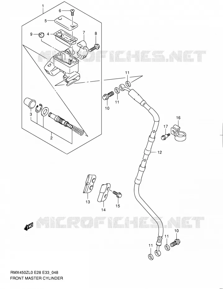 MAITRE CYLINDRE AVANT Suzuki MOTO 450 RMX 2011  RMX450Z L0 (E03,E28,E33)