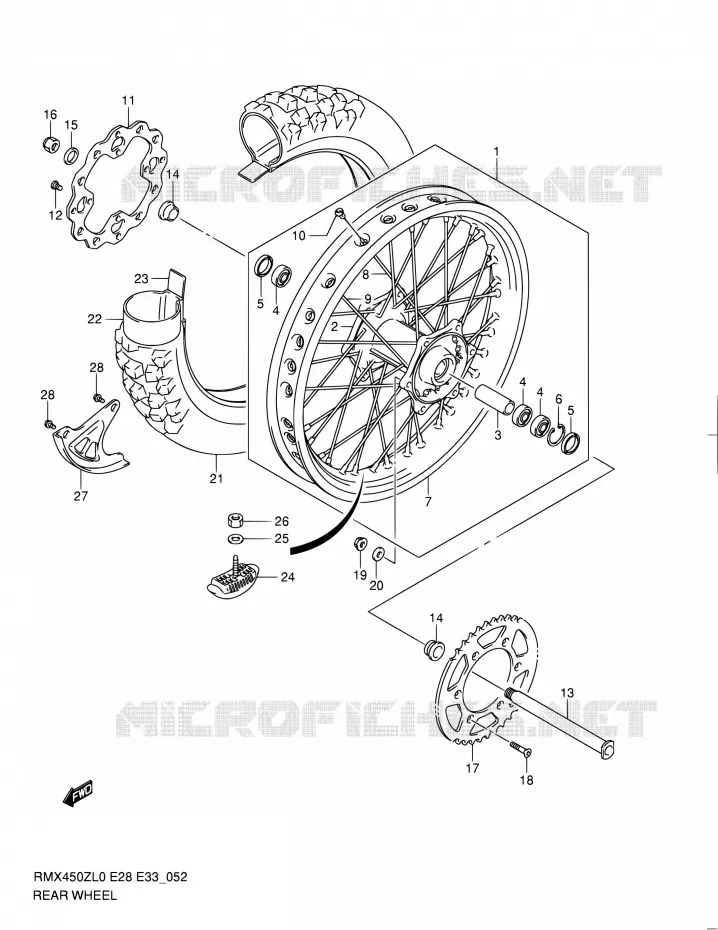 ROUE ARRIERE Suzuki MOTO 450 RMX 2011  RMX450Z L0 (E03,E28,E33)