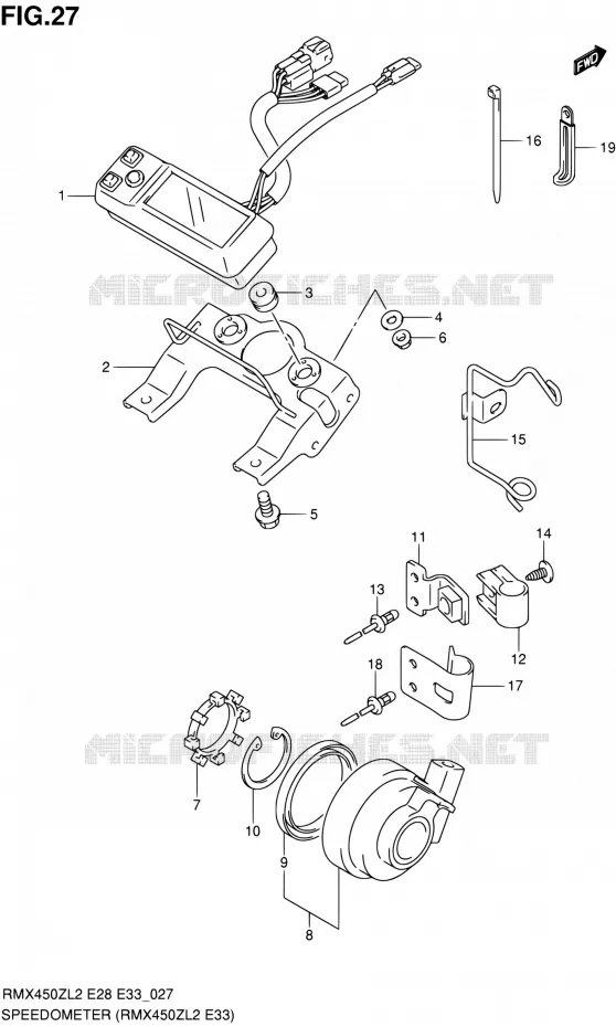 COMPTEUR (RMX450ZL2 E33) Suzuki MOTO 450 RMX 2012  RMX450ZL2(E03,E28,E33)