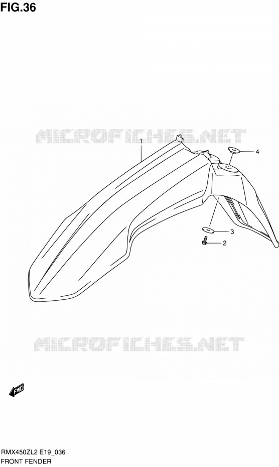 GARDE BOUE AVANT Suzuki MOTO 450 RMX 2012  RMX450ZL2(E19)