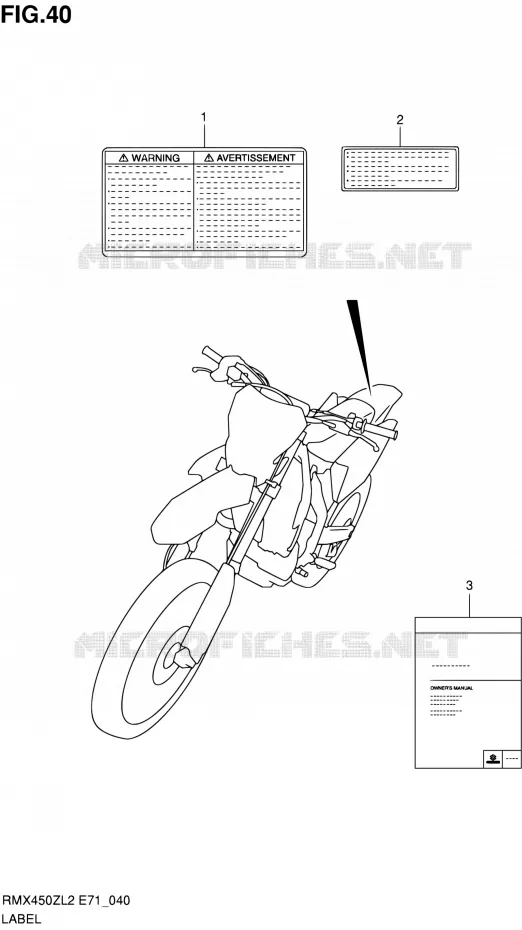 ETIQUETTE Suzuki MOTO 450 RMX 2012  RMX450ZL2(E71)
