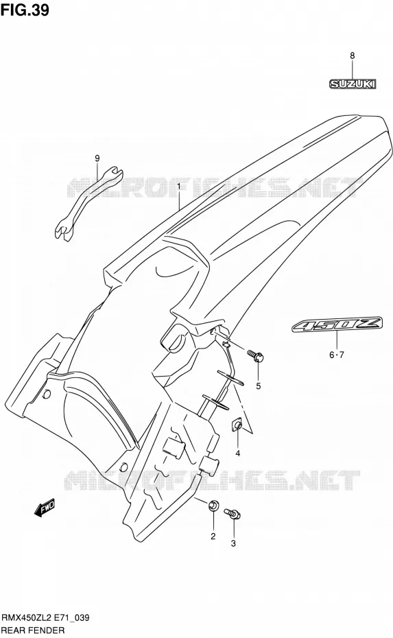 GARDE BOUE ARRIERE Suzuki MOTO 450 RMX 2012  RMX450ZL2(E71)