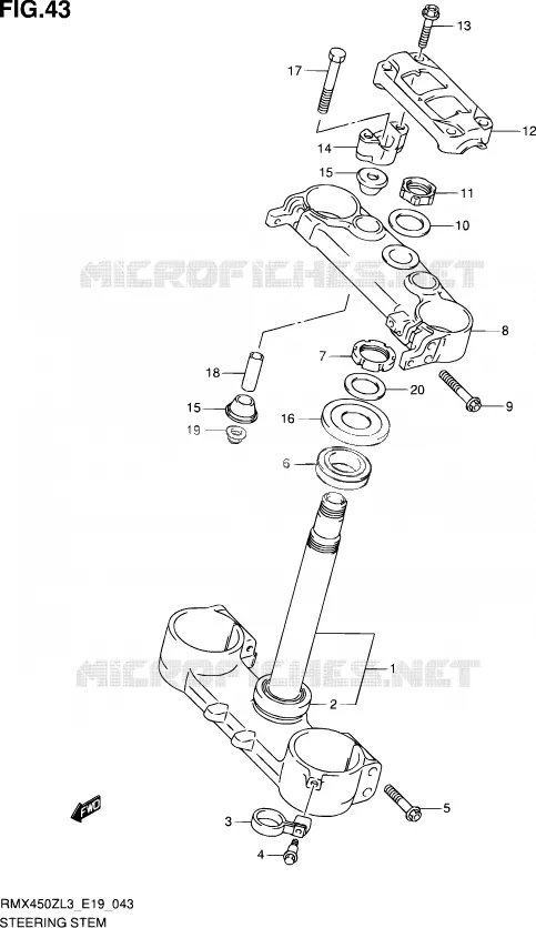 COLONNE DE DIRECTION Suzuki MOTO 450 RMX 2012  RMX450Z L3 (E19)