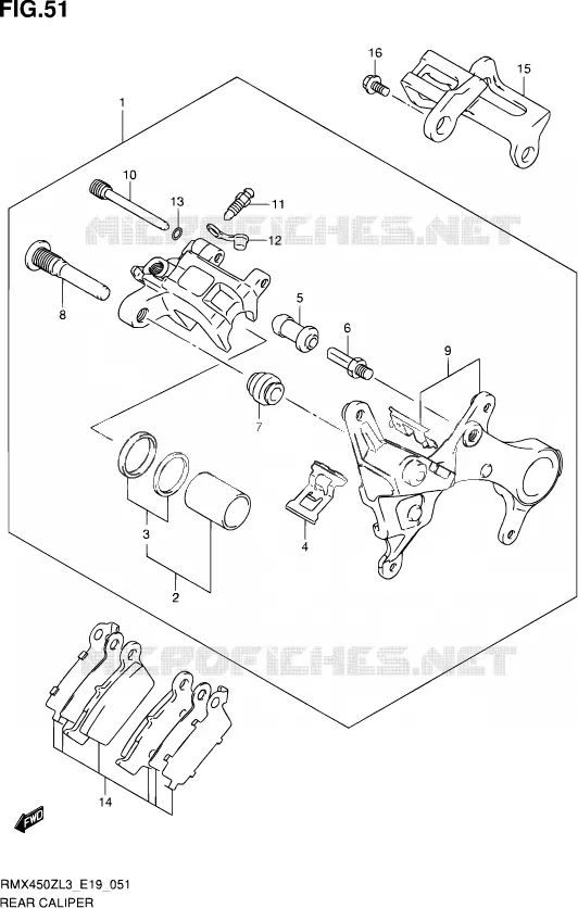 ETRIER DE FREIN ARRIERE Suzuki MOTO 450 RMX 2013  RMX450Z L3 (E19)