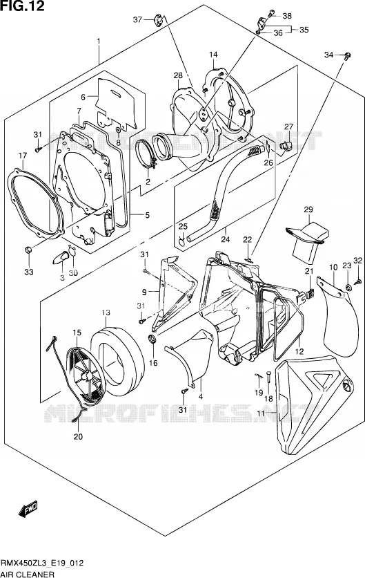 FILTRE A AIR Suzuki MOTO 450 RMX 2012  RMX450Z L3 (E19)