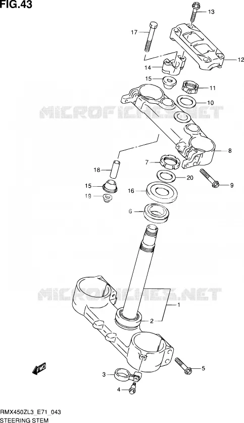 COLONNE DE DIRECTION Suzuki MOTO 450 RMX 2013  RMX450Z L3 (E71)