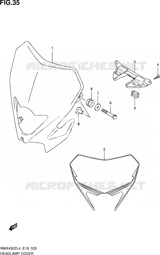 SUPPORT - CARENAGES DE PHARE Suzuki MOTO 450 RMX 2014  RMX450Z L4 (E19)