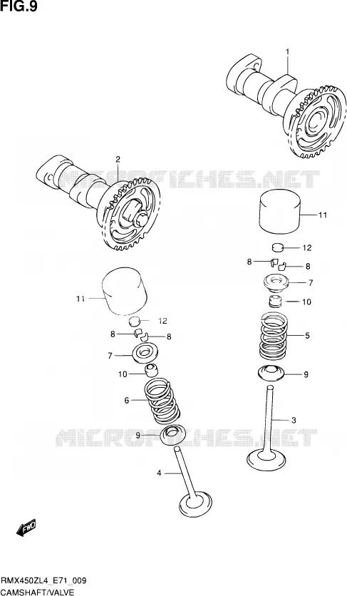 ARBRE A CAMES - VALVE Suzuki MOTO 450 RMX 2014  RMX450Z L4 (E71)