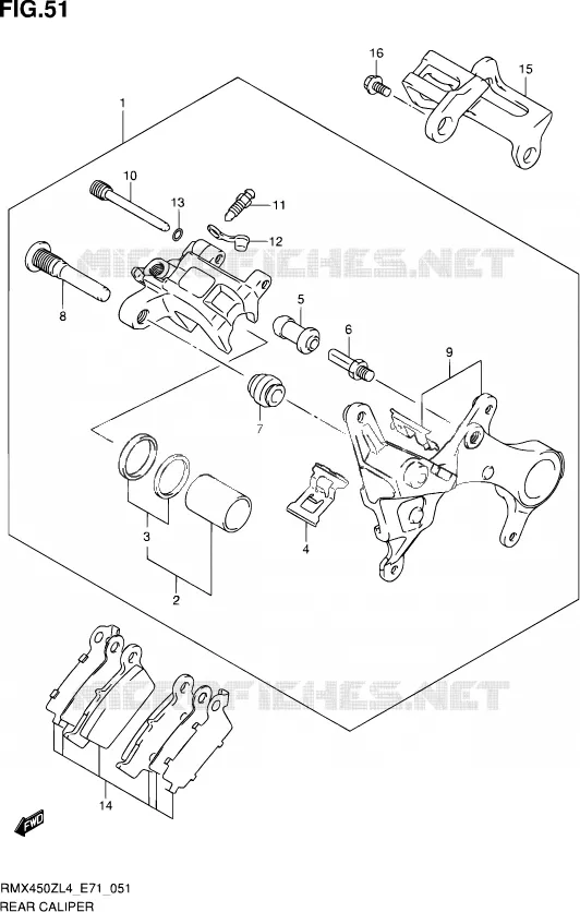ETRIER DE FREIN ARRIERE Suzuki MOTO 450 RMX 2014  RMX450Z L4 (E71)