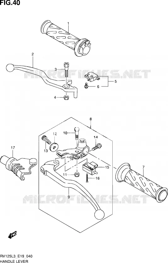ENSEMBLE LEVIERS - POIGNEES Suzuki MOTO 125 VAN-VAN 2014  RV125 L3 (E19)