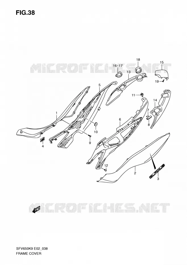 CARENAGES ARRIERE (MODEL K9) Suzuki MOTO 650 GLADIUS 2009  SFV650 K9 (E02,E19)
