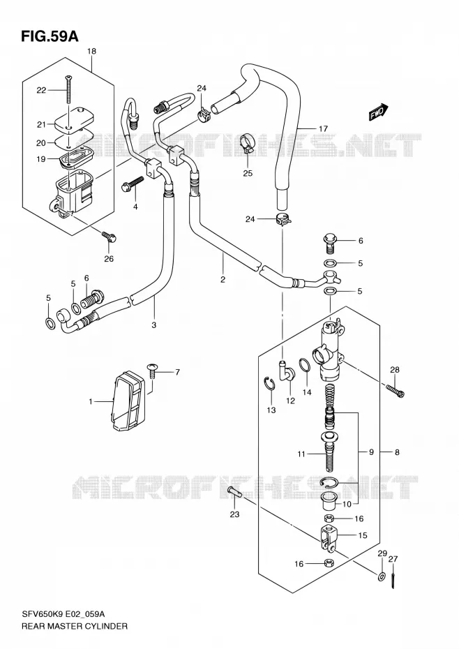MAITRE CYLINDRE ARRIERE (SFV650AK9/UAK9/AL0/UAL0) Suzuki MOTO 650 GLADIUS 2009  SFV650K9(E24)