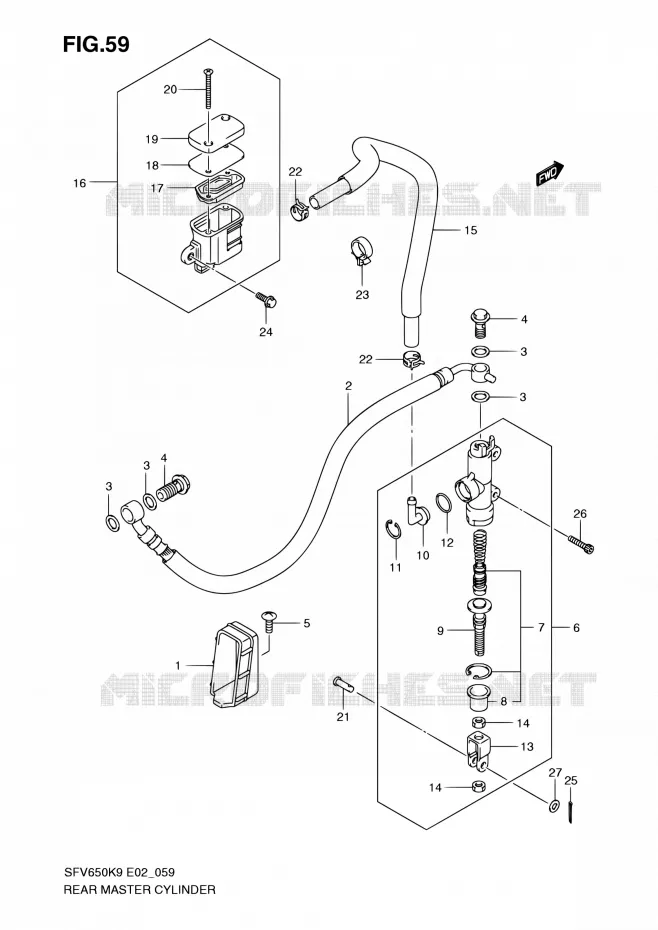 MAITRE CYLINDRE ARRIERE (SFV650K9/UK9/L0/UL0) Suzuki MOTO 650 GLADIUS 2009  SFV650K9(E24)