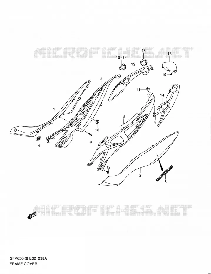 CARENAGES ARRIERE (MODEL L0) Suzuki MOTO 650 GLADIUS 2010  SFV650L0(E19)