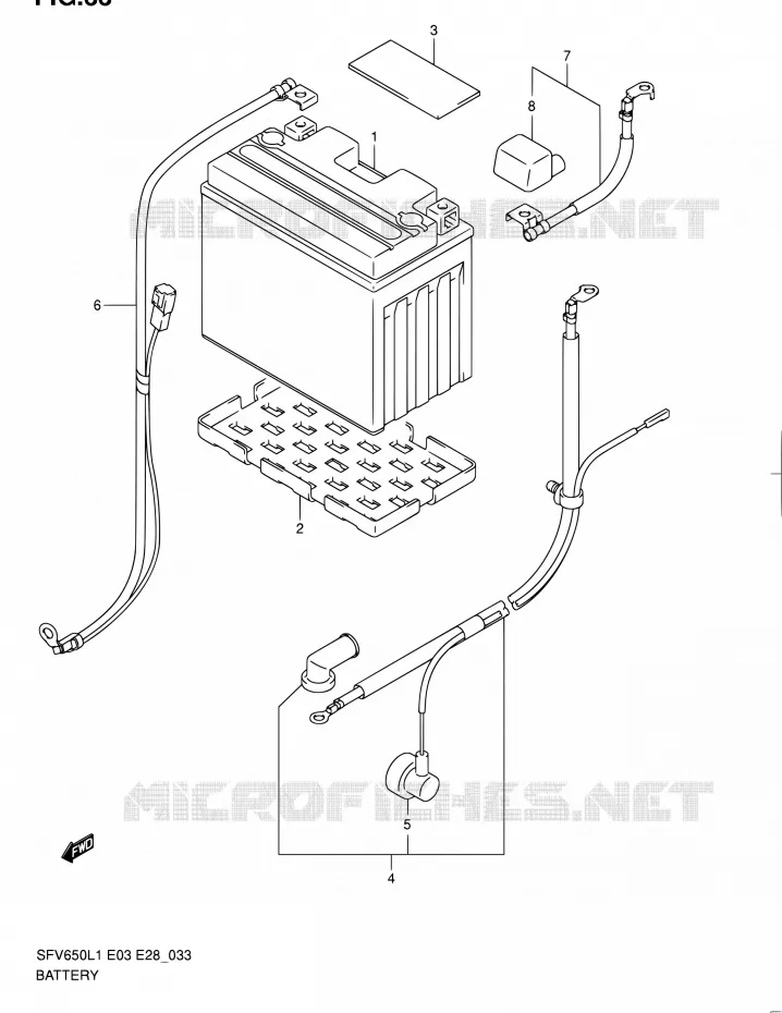BATTERIE (SFV650AL1 E33) Suzuki MOTO 650 GLADIUS 2011  SFV650 L1 (E03,E28,E33)