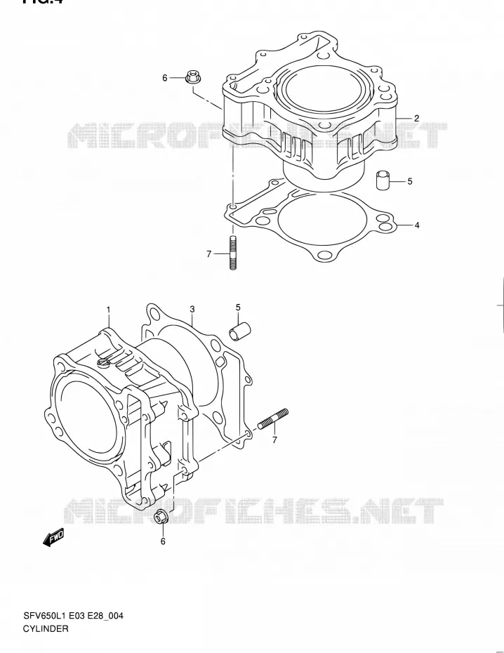 CYLINDRE Suzuki MOTO 650 GLADIUS 2011  SFV650 L1 (E03,E28,E33)