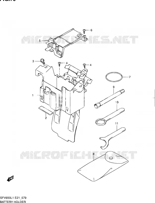 BAC A BATTERIE - OUTILS (SFV650UL1 E21) Suzuki MOTO 650 GLADIUS 2011  SFV650L1(E24)