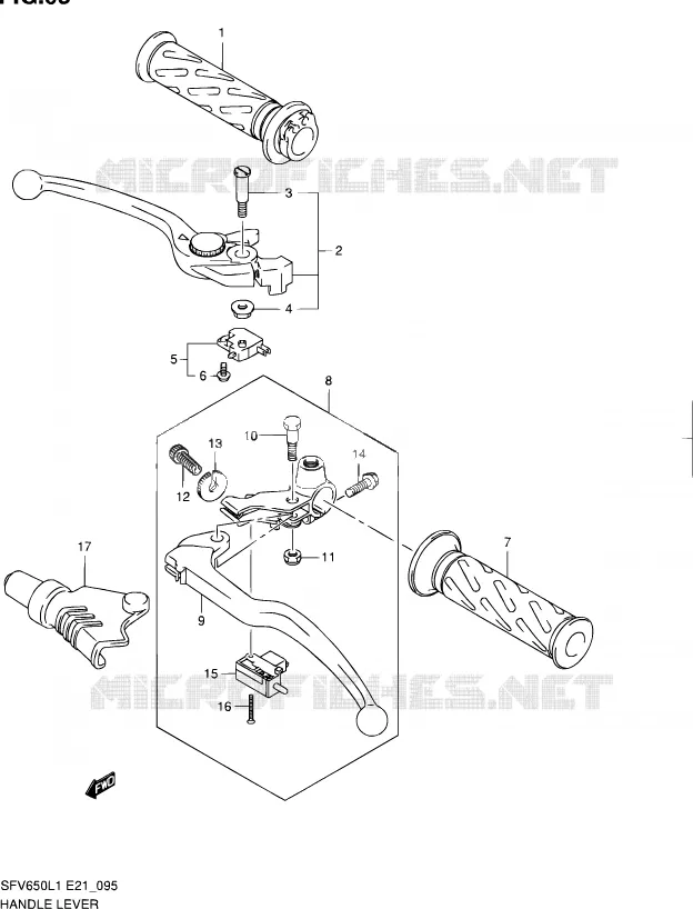 ENSEMBLE LEVIERS - POIGNEES Suzuki MOTO 650 GLADIUS 2011  SFV650L1(E24)