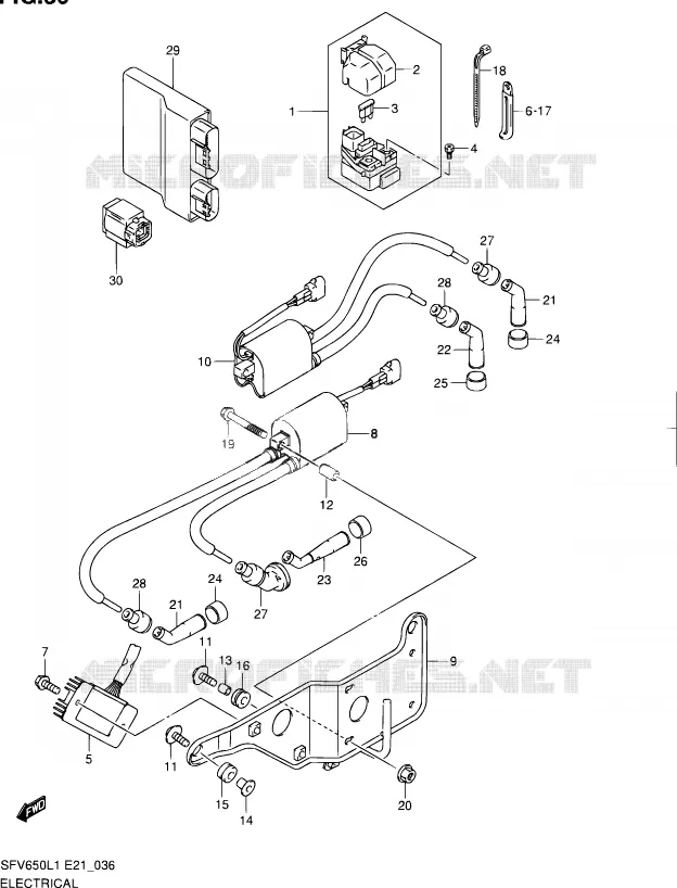 PARTIE ELECTRIQUE (SFV650UAL1 E21) Suzuki MOTO 650 GLADIUS 2011  SFV650L1(E24)