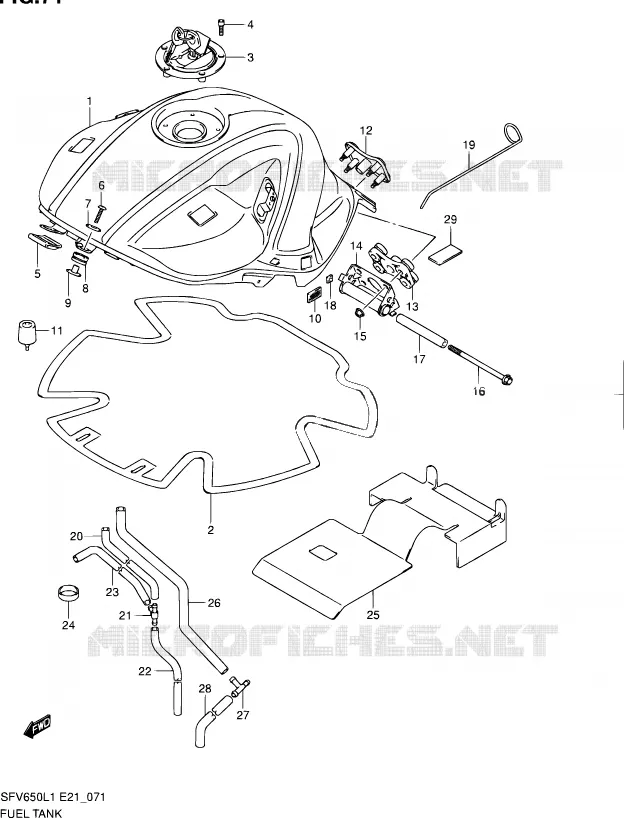 RESERVOIR D'ESSENCE (SFV650UAL1 E21) Suzuki MOTO 650 GLADIUS 2011  SFV650L1(E24)