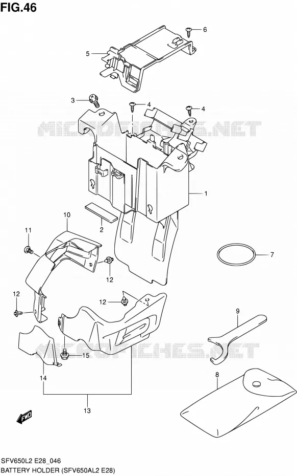 BAC A BATTERIE - OUTILS (SFV650AL2 E28) Suzuki MOTO 650 GLADIUS 2012  SFV650L2(E03,E28,E33)