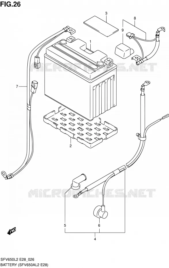 BATTERIE (SFV650AL2 E28) Suzuki MOTO 650 GLADIUS 2012  SFV650L2(E03,E28,E33)