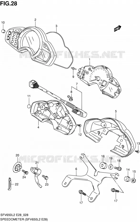 COMPTEUR (SFV650L2 E28) Suzuki MOTO 650 GLADIUS 2012  SFV650L2(E03,E28,E33)