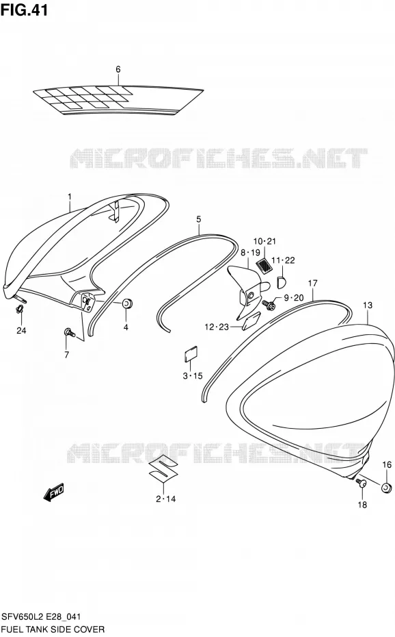 COUVRE RESERVOIR Suzuki MOTO 650 GLADIUS 2012  SFV650L2(E03,E28,E33)