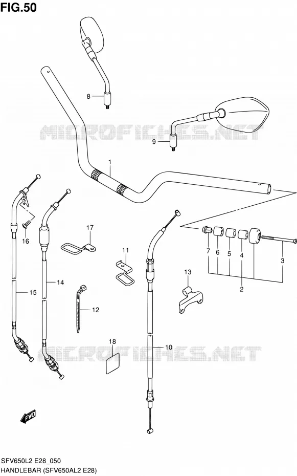 GUIDON (SFV650AL2 E28) Suzuki MOTO 650 GLADIUS 2012  SFV650L2(E03,E28,E33)