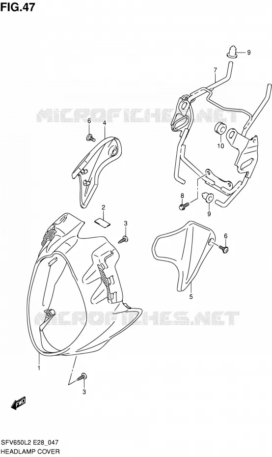 SUPPORT - CARENAGES DE PHARE Suzuki MOTO 650 GLADIUS 2012  SFV650L2(E03,E28,E33)