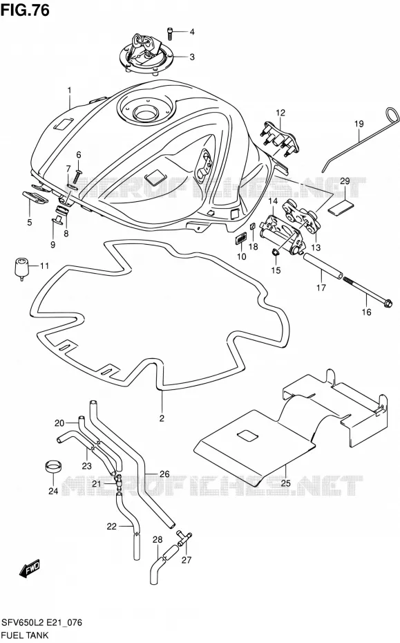 RESERVOIR D'ESSENCE (SFV650UAL2 E21) Suzuki MOTO 650 GLADIUS 2012  SFV650L2(E21)