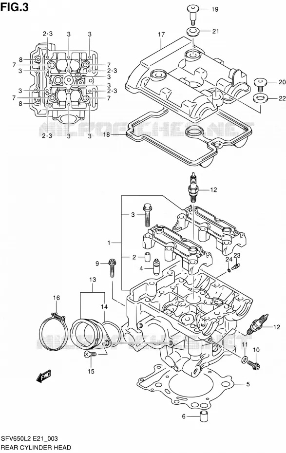 CULASSE ARRIERE Suzuki MOTO 650 GLADIUS 2012  SFV650L2(E24)