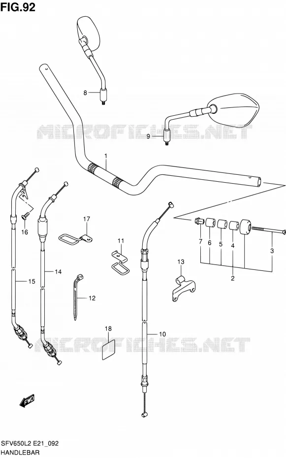 GUIDON (SFV650UL2 E24) Suzuki MOTO 650 GLADIUS 2012  SFV650L2(E24)