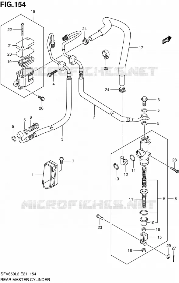 MAITRE CYLINDRE ARRIERE (SFV650AL2 E21) Suzuki MOTO 650 GLADIUS 2012  SFV650L2(E24)