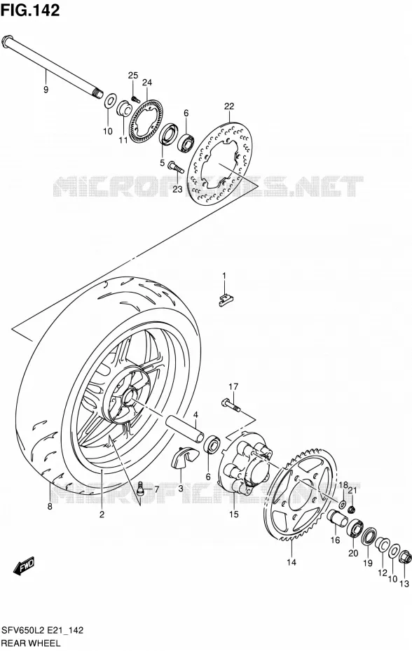 ROUE ARRIERE (SFV650AL2 E21) Suzuki MOTO 650 GLADIUS 2012  SFV650L2(E24)