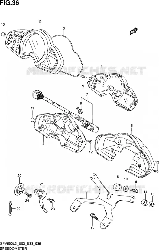 COMPTEUR (SFV650L3 E33) Suzuki MOTO 650 GLADIUS 2013  SFV650 L3 (E03,E28,E33)